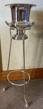 Harrods Vintage Champagne Bucket On Stand Silver Plate
