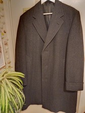 Gents  Winter Weight  Impeccable Tailored Overcoat Charcoal Herringbone 48/50in