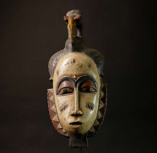 African baule mask carved - baule,