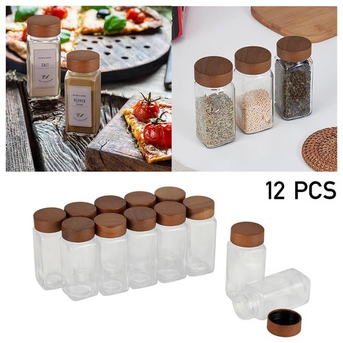 12pcs glass spice jars herbs - spice,