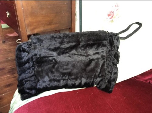 Antique bag 1920s black fur - 1920s,