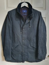 Gant The Double Decker Navy Wax Jacket Size M Nylon Quilted Lining