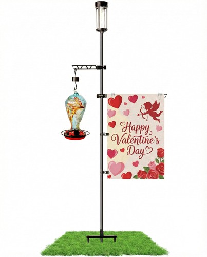 Garden flag stand with solar - flag,