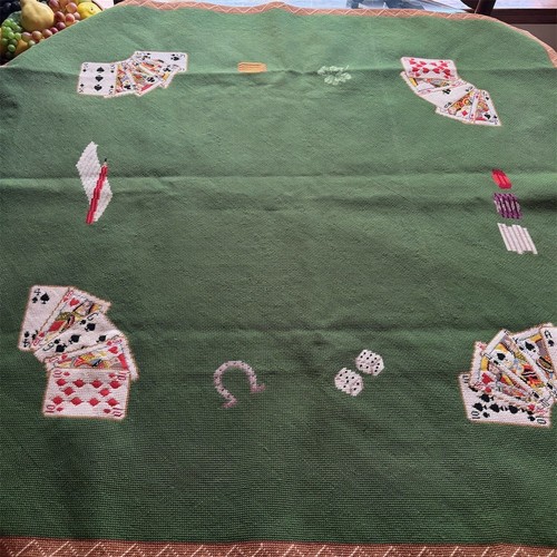 Vintage needlepoint poker card - vintage,