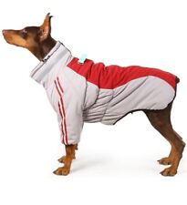 Lajfug Dog Cold Weather Coats S RedGrey with Traction Ring Waterproof Windproof 