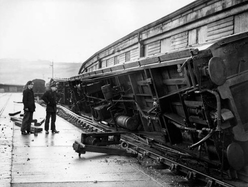 Railway wagons overturned - , a