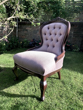 Antique Button Spoon Victorian Occasional Chair, reupholstered