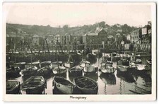 Mevagissey Cornwall Harbour Fishing Boats - Vintage Real Photo Postcard X25