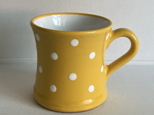Yellow white polka dot spot - &,