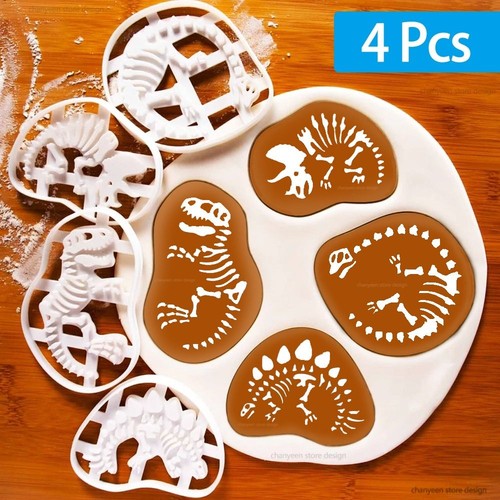 4pcs embossing dinosaur cookie - 4pcs,