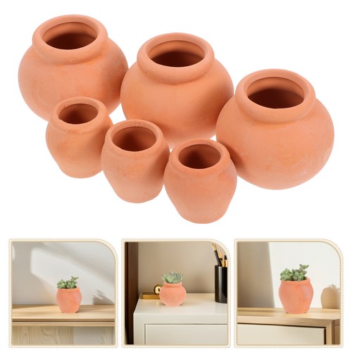 6pcs durable small clay pots - 6pcs,