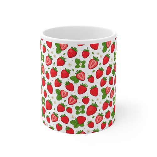 Strawberry pattern mug - strawberry,