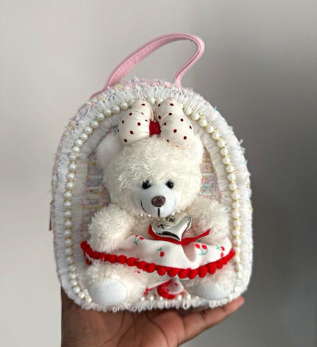 Girls mini pink tweed teddy - girls,