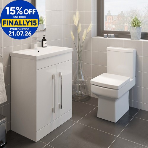 White bathroom suite 600mm - bathroom,