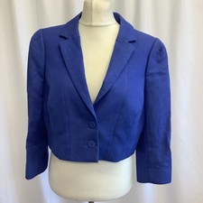 HOBBS Invitation Cropped Blue Short Length Jacket UK 16