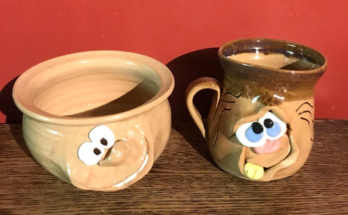 Pretty ugly pottery mug - pottery,