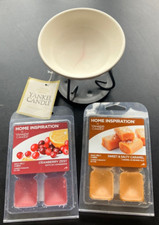 YANKEE CANDLE PETAL BOWL WAX BURNER & 2 PACKS OF WAX CUBES BRAND NEW