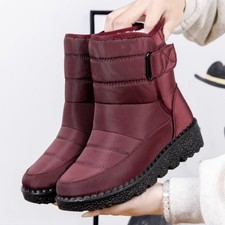 Womens Waterproof Non-slip Ladies Ankle Snow Boots Winter Warm Fur Lined Shoes