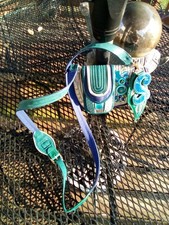 Bracher Emden small Crossbody Blue, green, gray beaded Leather bag