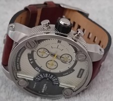 Diesel DZ7335 Little Daddy Grey Dial Brown Leather Strap Men's Wrist Watch Crono