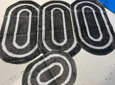 ROMANY WASHABLE GYPSY MATS SIZE 67X120CM 4PC SETS NON SLIP RUGS GREY/SILVER MATS