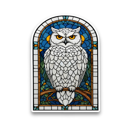 Snowy owl faux stained - snowy,
