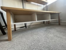 Solid Wood TV Stand Table with Three Storage Compartments For Books Movies, game