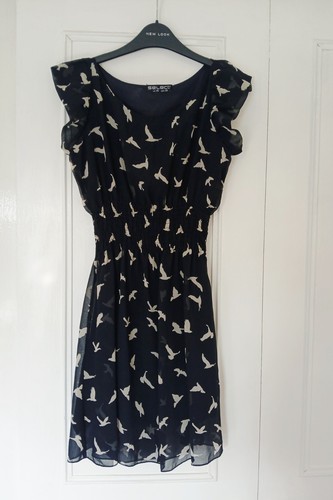 Navy cream bird print - &,