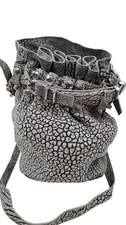 Alexander Wang Grey Patterned Bucket Bag Leather Style Accent T2946 D194