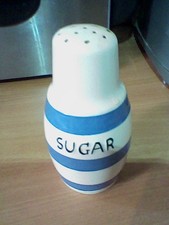 Vintage Cornish Kitchen Ware Sugar Sifter in blue and white