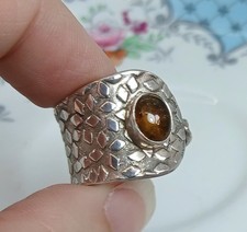 Vintage Tourmaline 925 Sterling Silver Wide Band Adjustable Ring Sz P/Q US 7.5/8