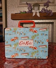 Cath Kidston Kids Tin Lunch Box With Red Handle Kids Racing Cars W25cm x H18cm