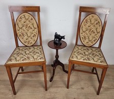 Edwardian Bedroom Chairs Oval Back Crossband Floral Upholstery Postage Available