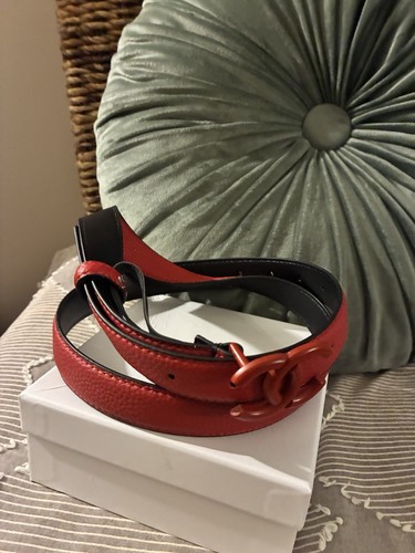 Red chanel belt leather - chanel,