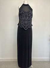 JOSEPH RIPKOFF COUTURE BLACK SPARKLE LONG EVENING DRESS SIZE 16 