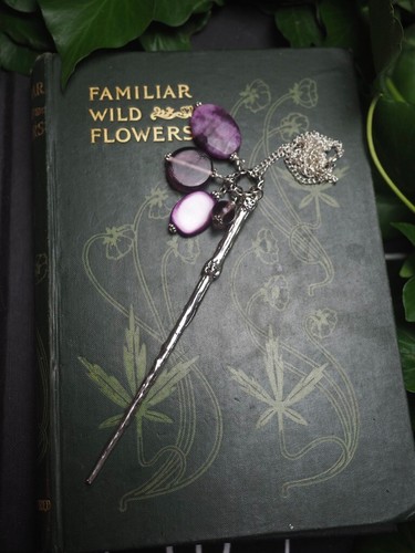 Witches wand charm pendant - witches,