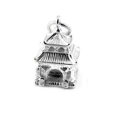 STERLING SILVER OPENING BUDDHA IN PAGODA CHARM   