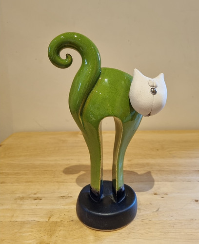 Chat gisele green ceramic cat - chat,