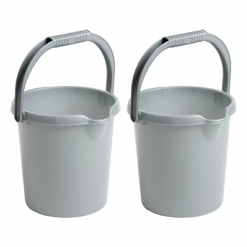 Silver plastic bucket - x,