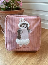 Mofusand Embroidered Corduroy Cute Pink Kitten Cat Makeup Bag Small Pouch Japan