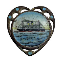 Rare WWI British Troop Ship  RMS ROYAL GEORGE Hand-Painted Enamel Badge #Y112