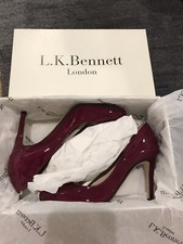 NEW LK Bennett Shilo 36.5 Cerise Patent Leather Pumps Heels Court Shoes *Soled*