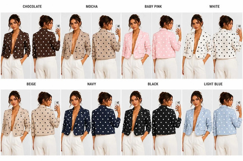 Women blazer crop - women, polka