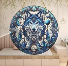 Blue Wolf Dreamcatcher Sun