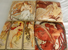 Alphonse Mucha 4 x Cushions ART NOUVEAU LADIES Inc Pads COUNTRY HOUSE STYLE