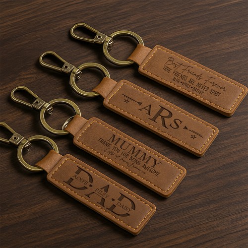 Personalised leather keyring - personalised,
