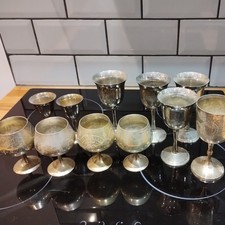 vintage collection of silver brass plated chalice mugs cups x11 pieces
