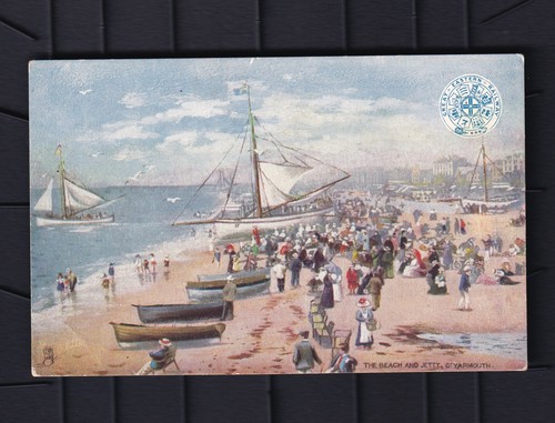 Printed postcard the beach - printed,