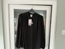 Kim & Co Foil Georgette Crepe Long Sleeve Shirt - Size 2XL Black 
