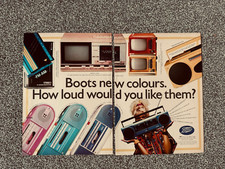 Vintage Late 1980's Magazine Advert Art Picture Boots Ad Mini TV Ghetto Blaster